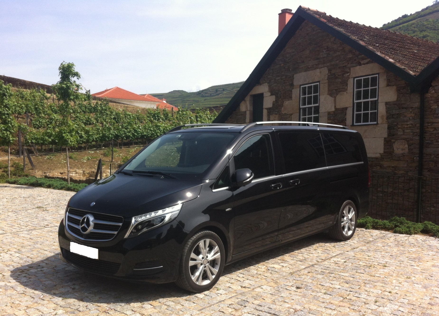 Premium Mercedes vehicle at a Douro Valley winery – Oporto Road Trips fleet
